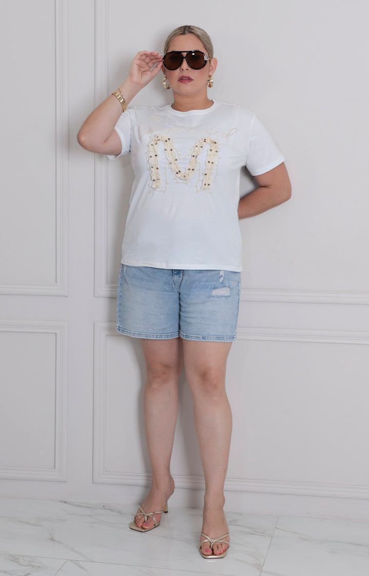 Blusa blanca con estampado - BLUSA CURVY Boutiquemirel 