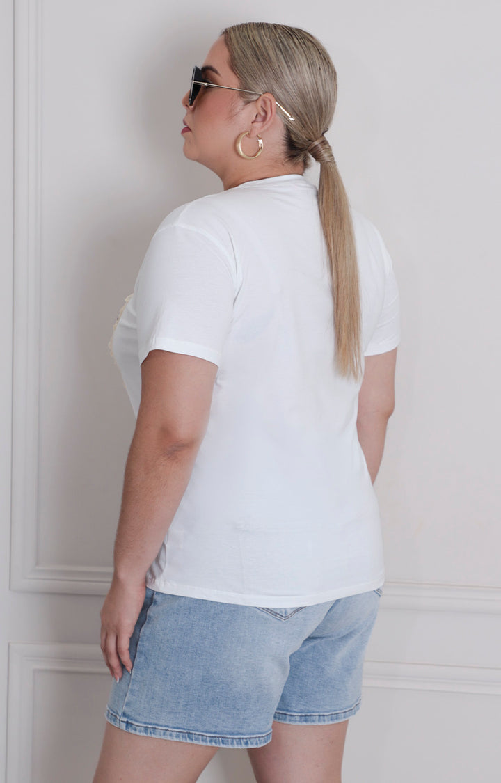 Blusa blanca con estampado - BLUSA CURVY Boutiquemirel 