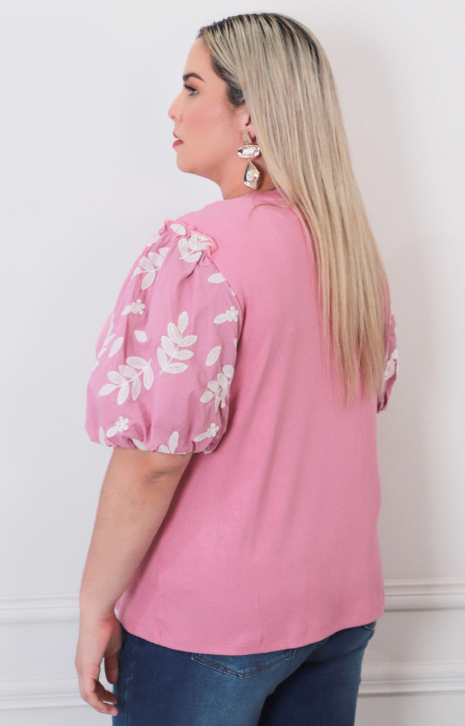 Blusa rosa con bordado - BLUSAS CURVY Boutiquemirel 