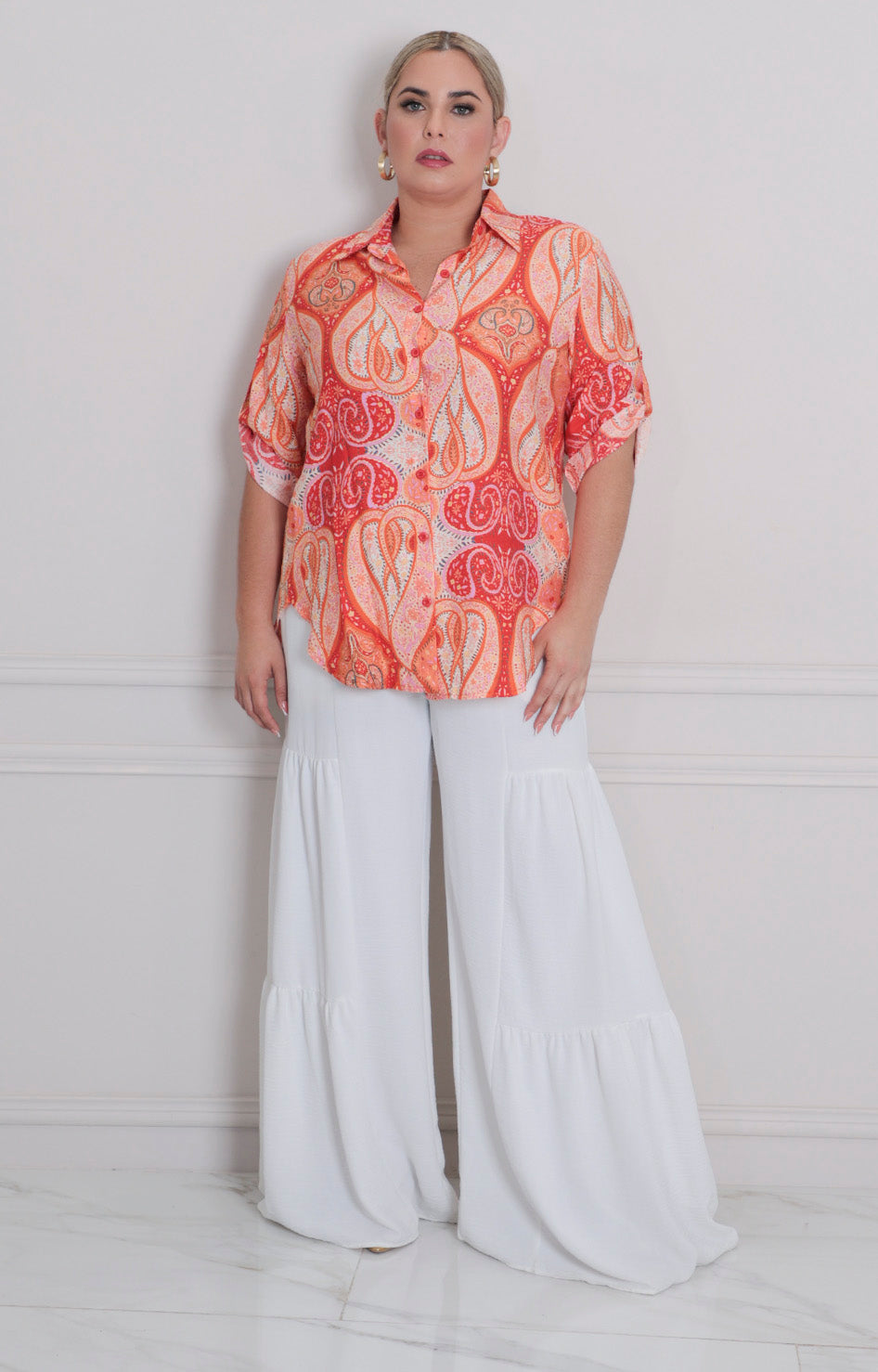 Blusa estampada con botones - BLUSAS CURVY Boutiquemirel 