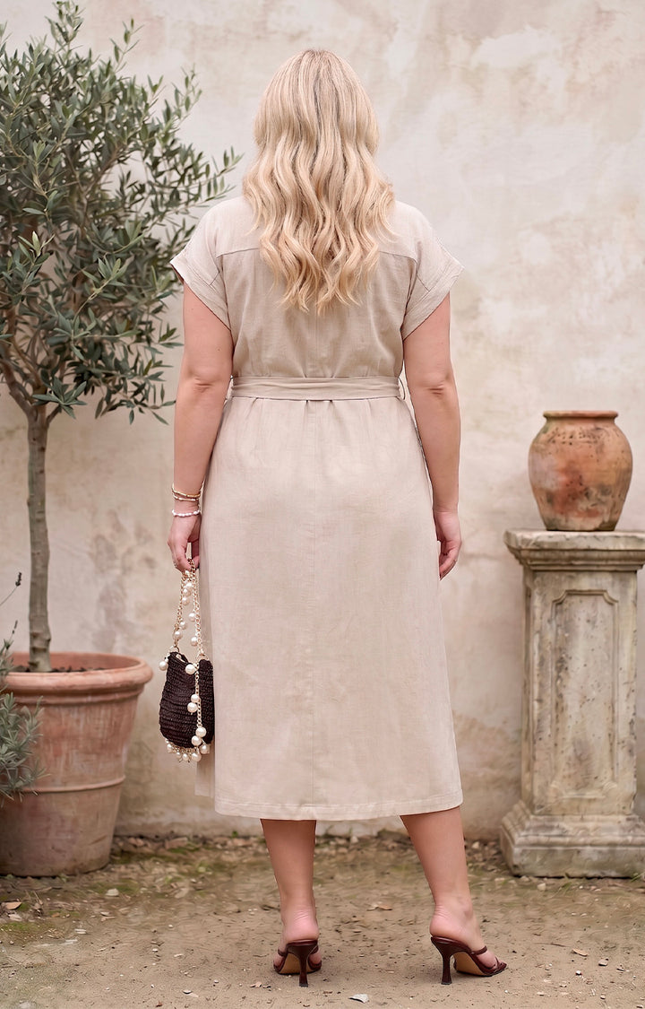 Vestido beige con botones - VESTIDO CORTO CURVY Boutiquemirel 