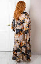 Vestido con escote en V y estampado floral