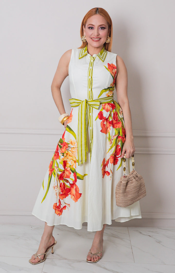 Vestido estampado con lazo - VESTIDO LARGO REGULAR Boutiquemirel 