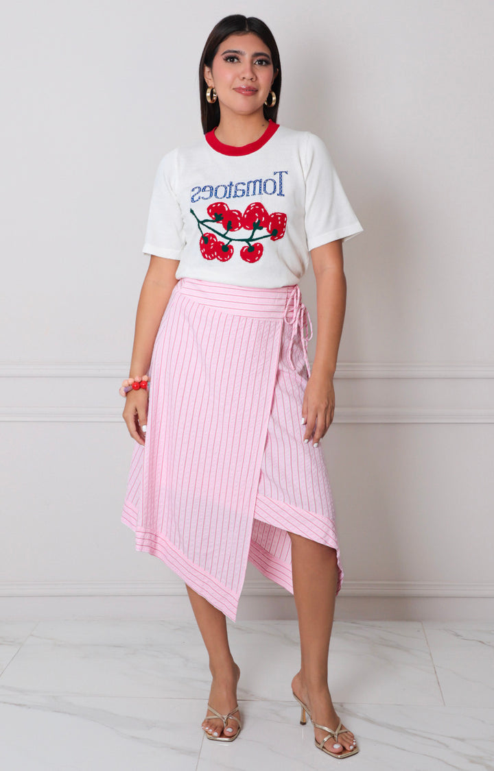 Falda rosa con estampado de rayas - FALDA REGULAR Boutiquemirel 