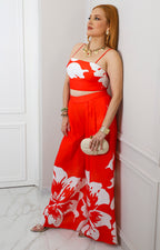 Conjunto naranja con estampado floral
