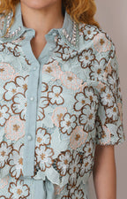 Conjunto Verde con Encaje Floral