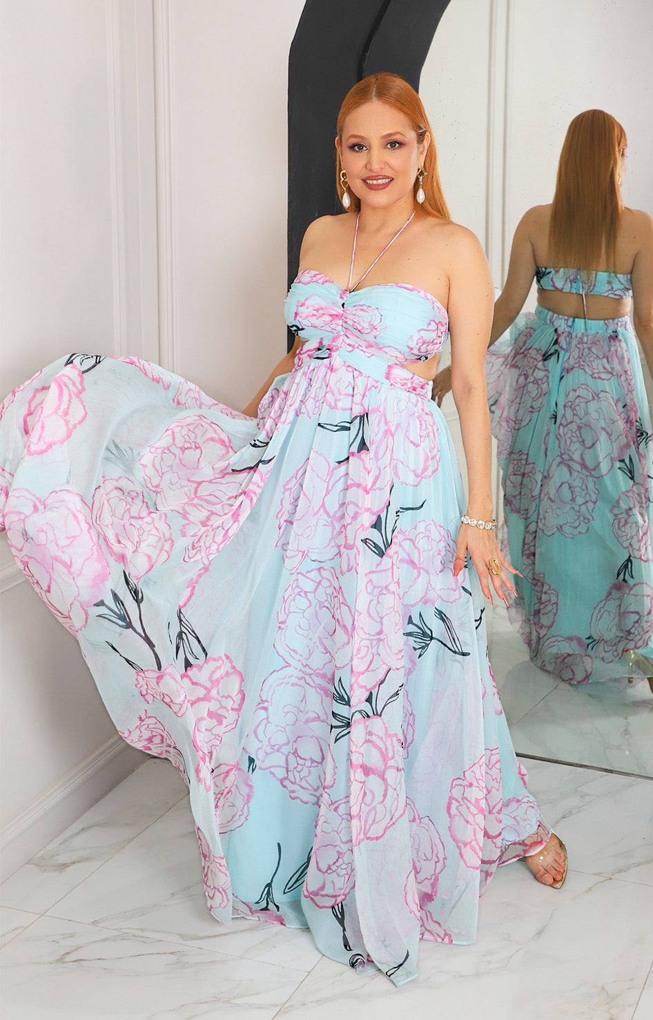 Vestido menta estampado