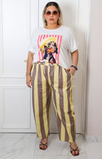 Pantalón a rayas con cordón ajustable