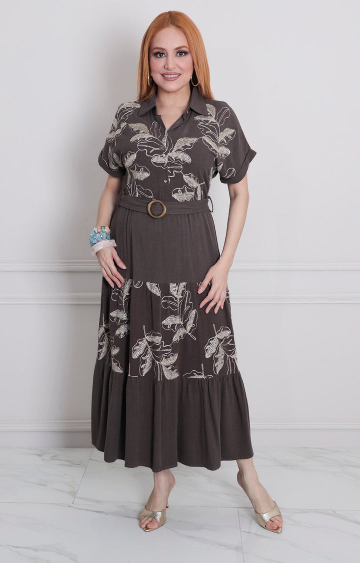 Vestido estampado con cinturòn - VESTIDO LARGO REGULAR Boutiquemirel 