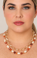 Collar VIVEKA C*10-26*VIVEKA*PNCH*ROSA de piedra natural rosa