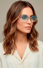 Lentes de sol octagonales con detalle dorado