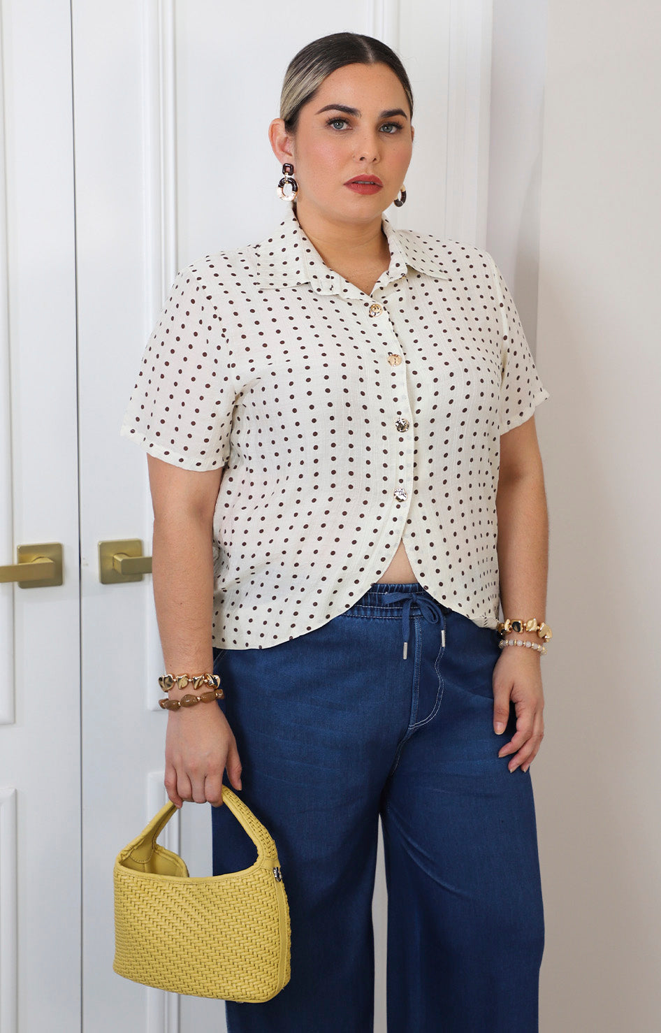 Blusa beige polka-dots