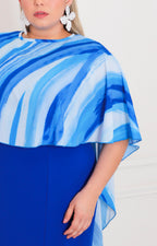 Vestido azul con capa - VESTIDO LARGO CURVY Boutiquemirel 