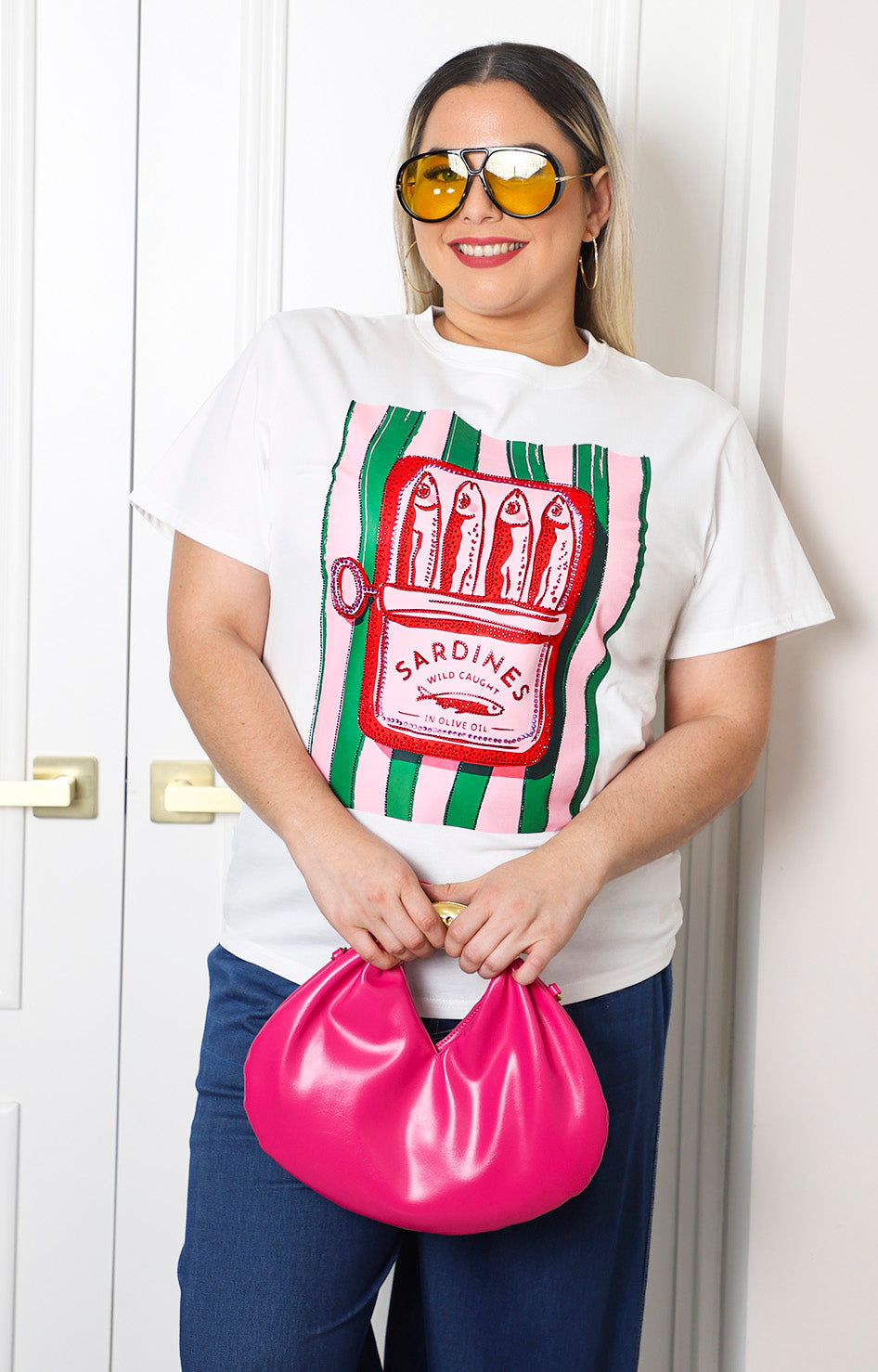 Blusa con estampado de lata de sardinas