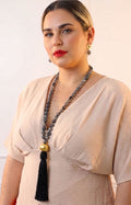 Set de collar largo con borla y aretes