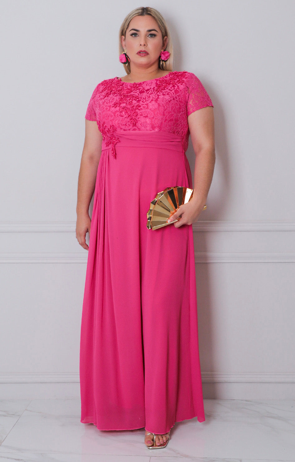 Vestido fucsia con encaje - VESTIDO CURVY Boutiquemirel 