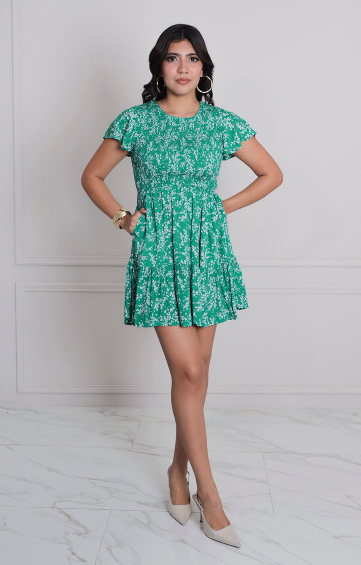 Vestido verde estampado - VESTIDO CORTO REGULAR Boutiquemirel 