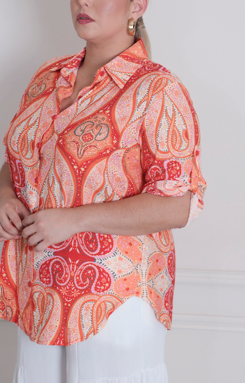 Blusa estampada con botones - BLUSAS CURVY Boutiquemirel 