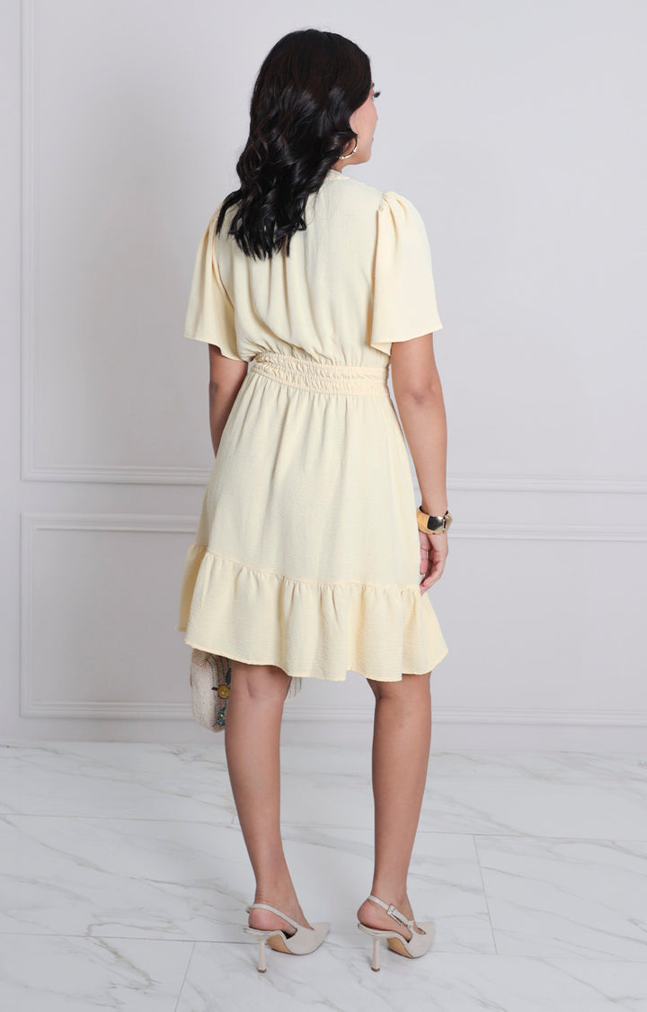 Vestido amarillo con elástico - VESTIDO CORTO REGULAR Boutiquemirel 