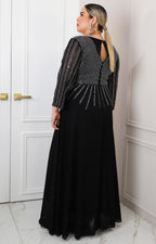 Vestido largo con aplicaciónes de brillo