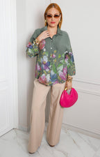 Blusa camisera con estampado floral