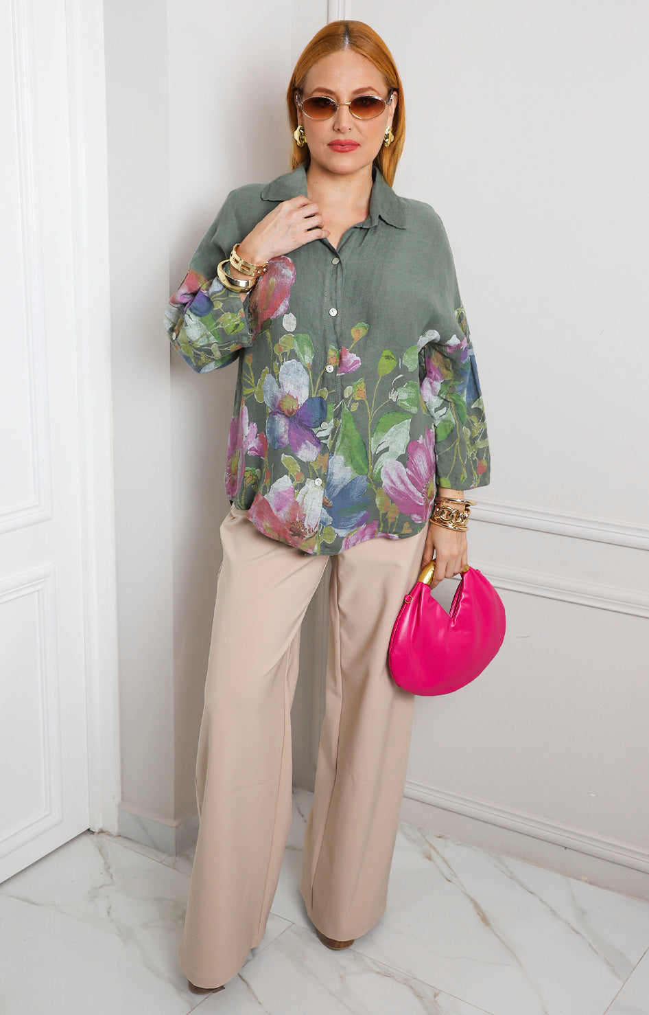 Blusa camisera con estampado floral