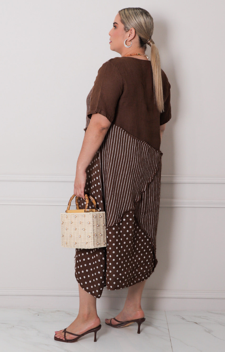 Vestido cafe estampado - VESTIDO LARGO CURVY Boutiquemirel 