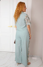 Conjunto Verde con Encaje Floral