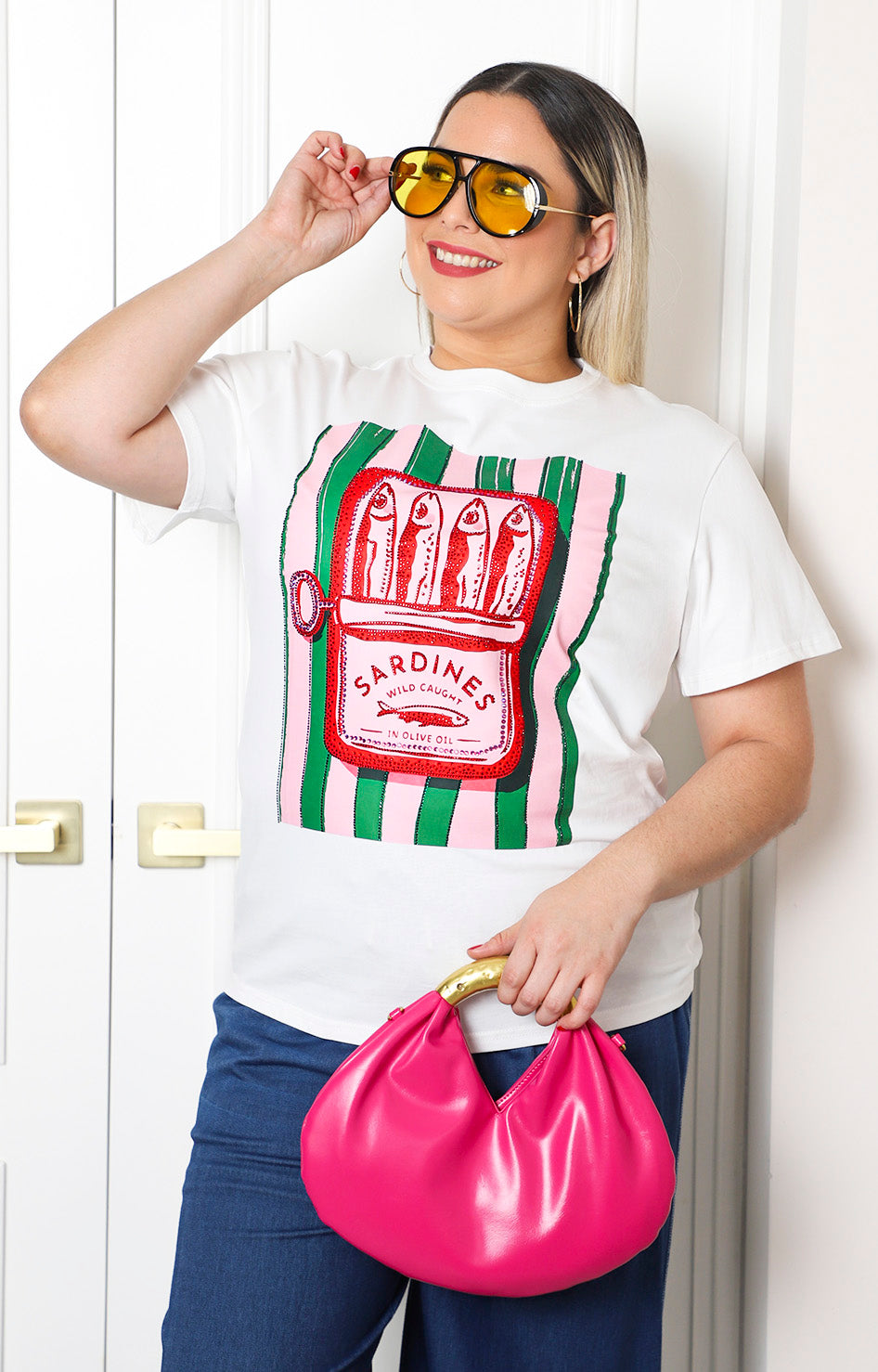 Blusa con estampado de lata de sardinas