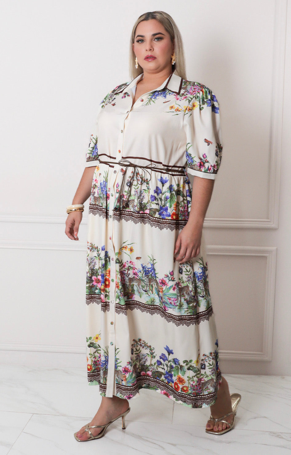 Vestido estampado con lazo - VESTIDO LARGO CURVY Boutiquemirel 