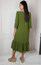 Vestido verde con cuello en V