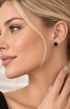 Aretes de broquel de corazón negro
