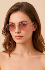 Lentes ovalados con detalle dorado