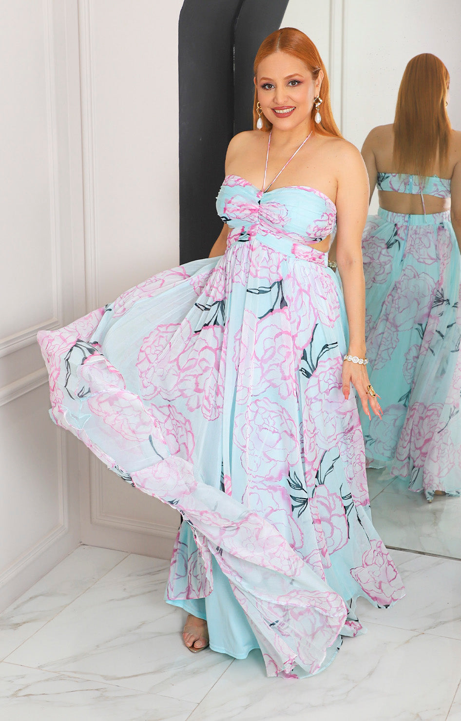 Vestido menta estampado