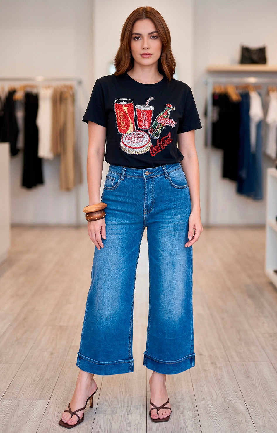 Blusa negra con estampado de brillos - BLUSAS REGULAR Boutiquemirel 