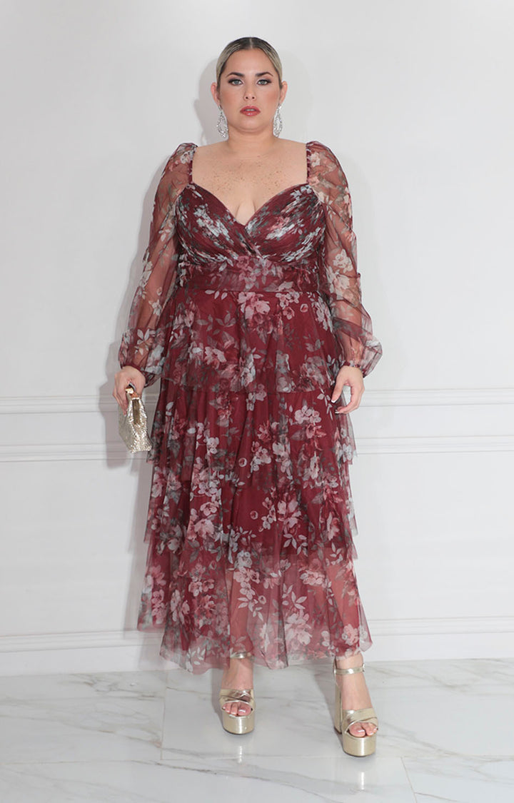 Vestido vino con flores