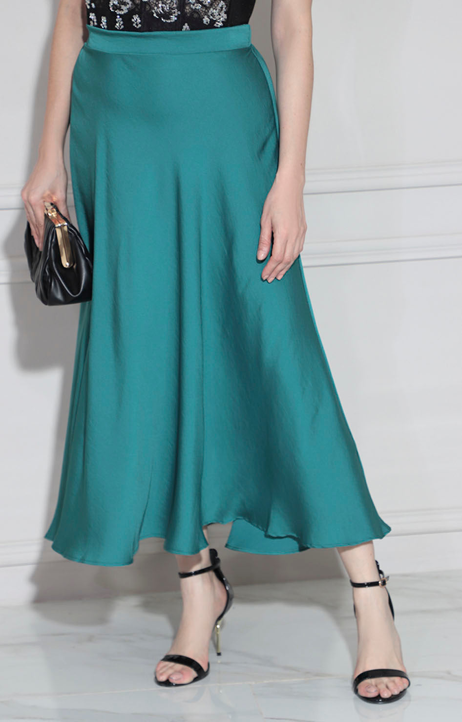 Falda verde satinada - FALDA Boutiquemirel 