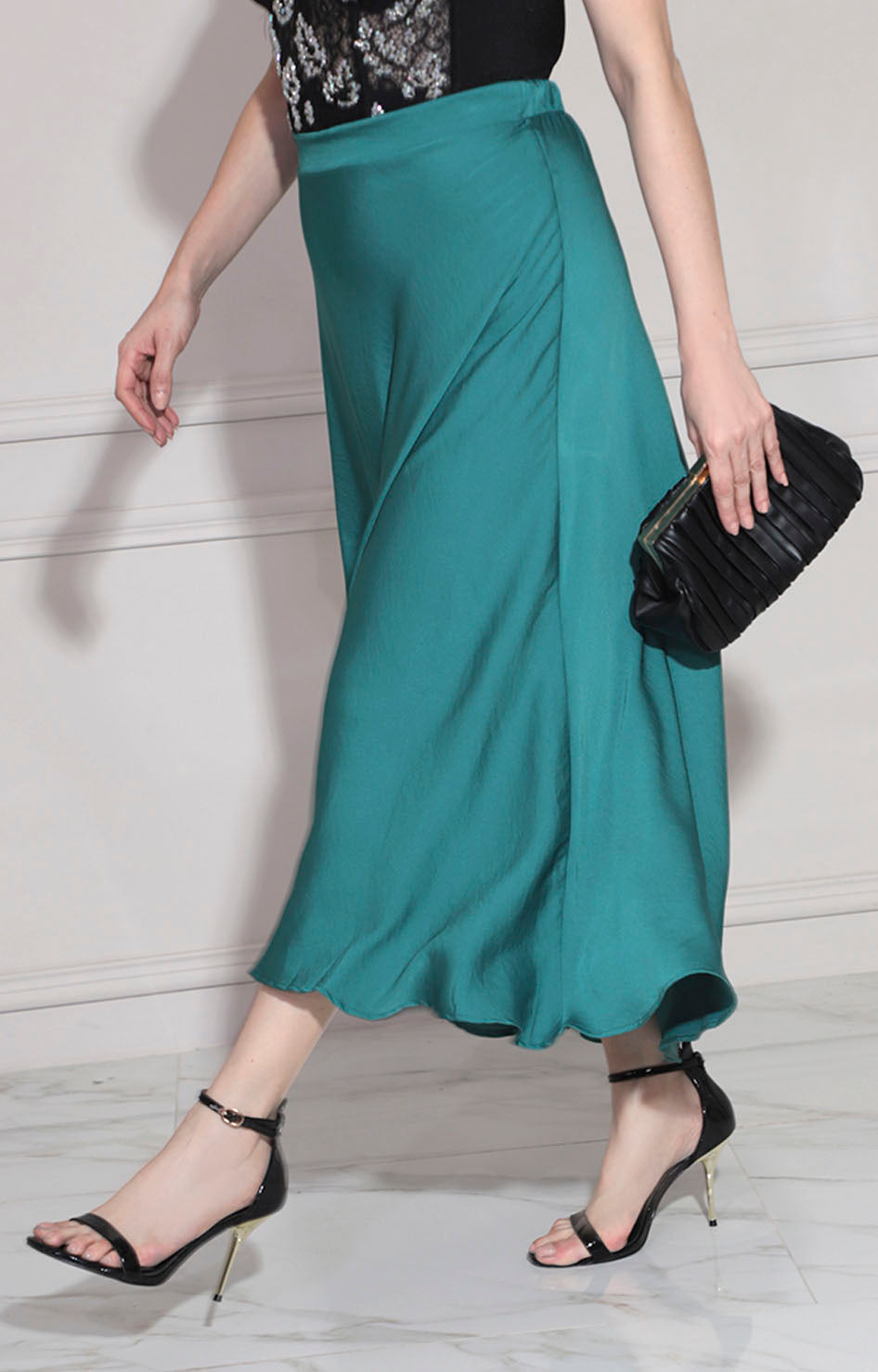 Falda verde satinada - FALDA Boutiquemirel 