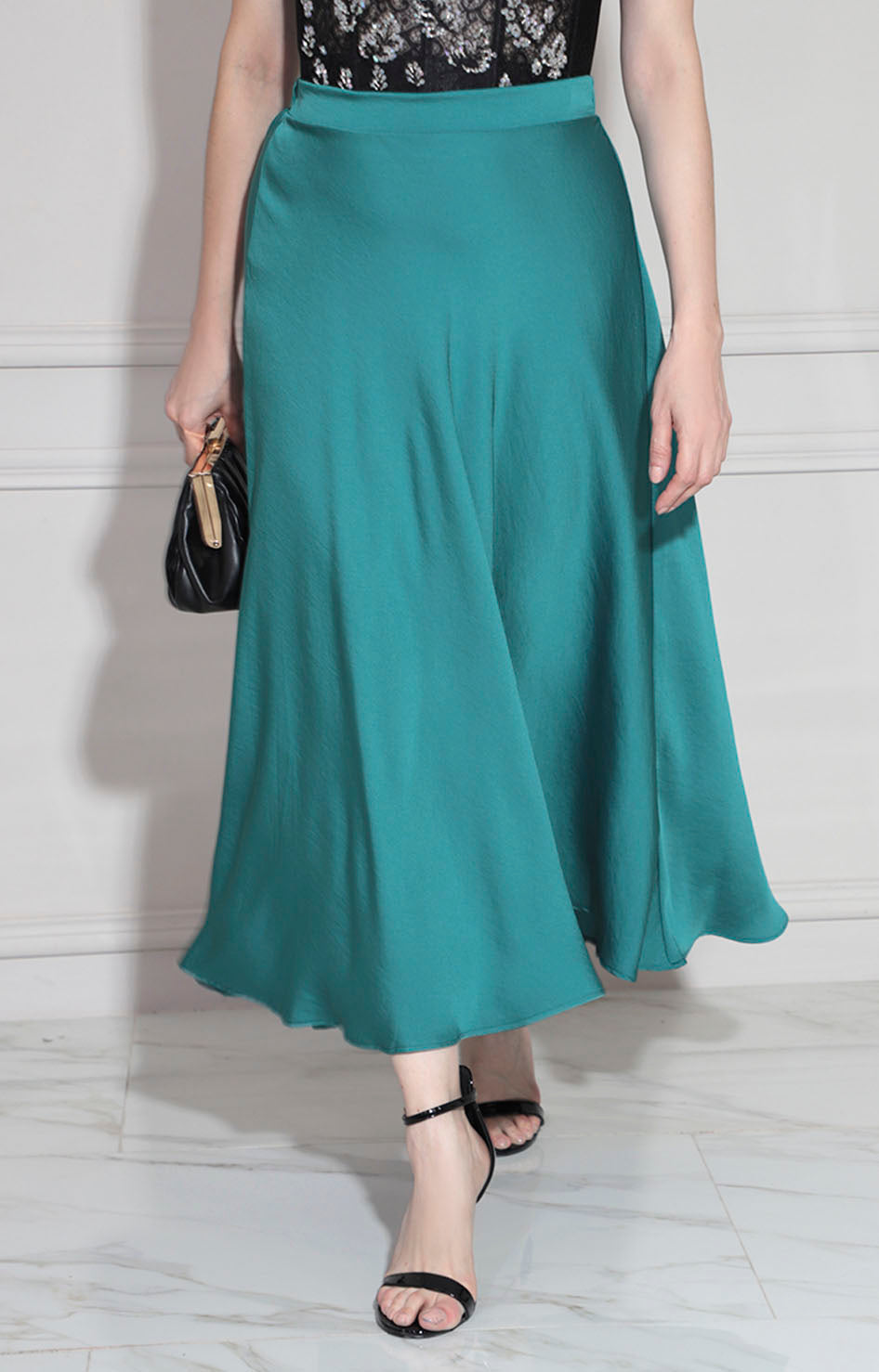 Falda verde satinada - FALDA Boutiquemirel 