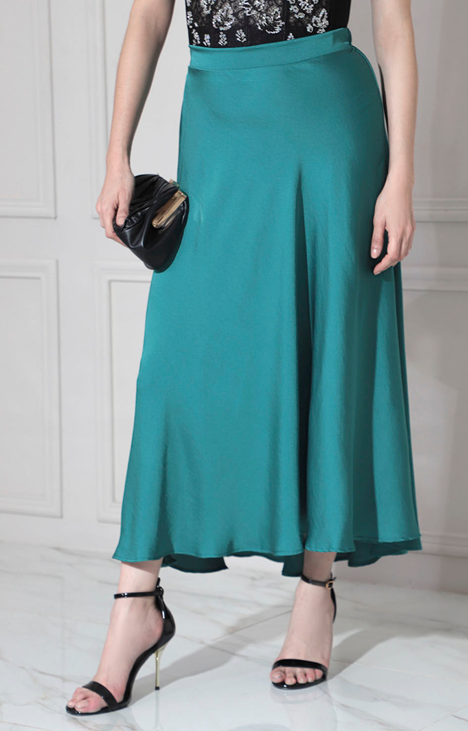 Falda verde satinada - FALDA Boutiquemirel 
