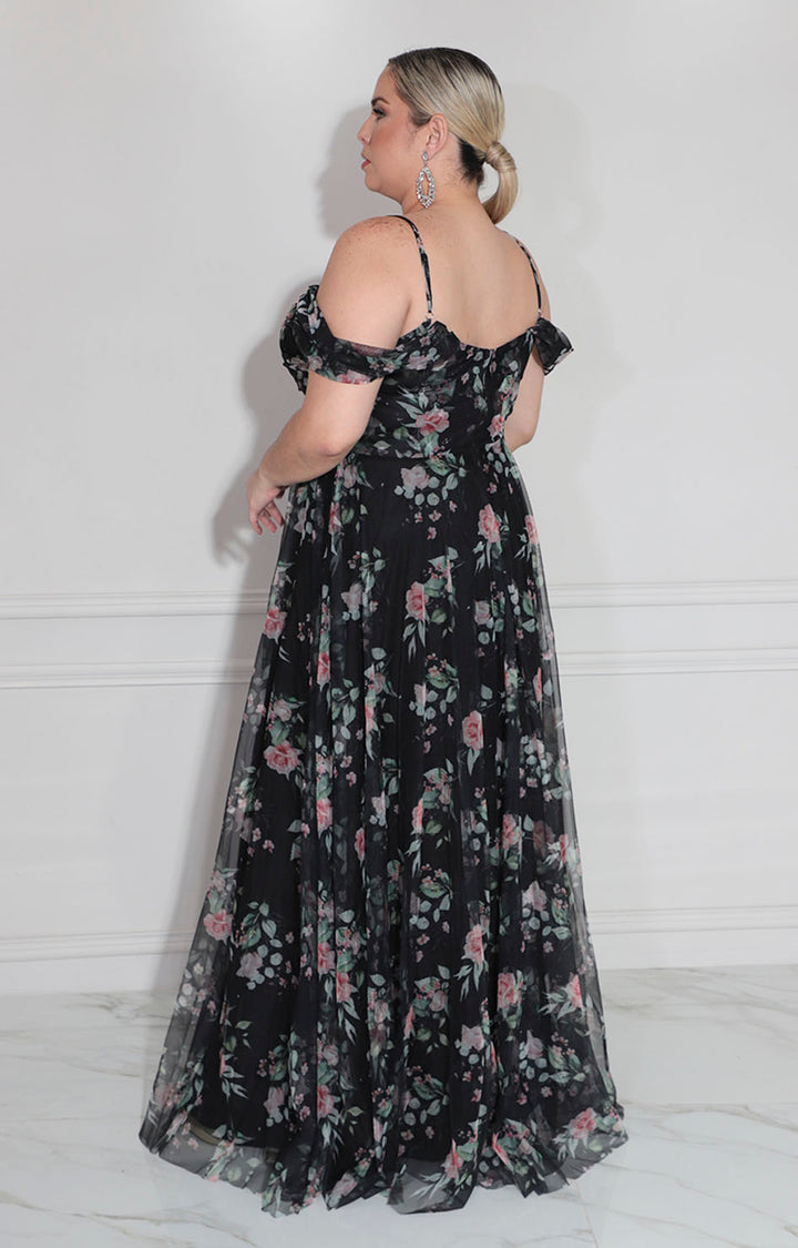 Vestido negro con flores