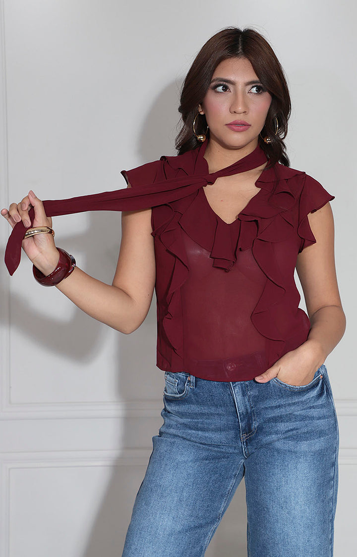 Blusa vino con lazo