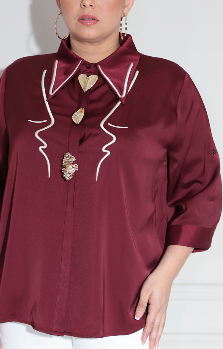 Camisera vino satín