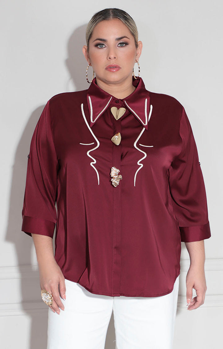 Camisera vino satín