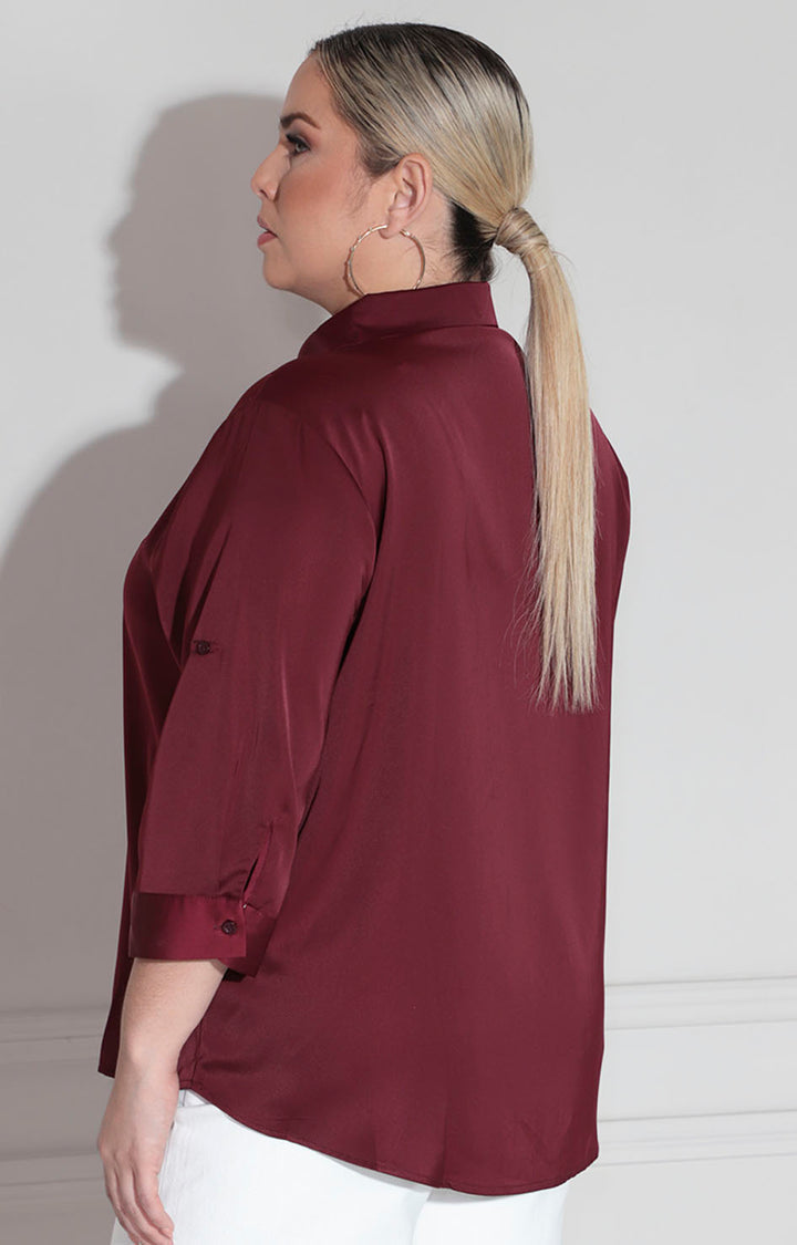 Camisera vino satín