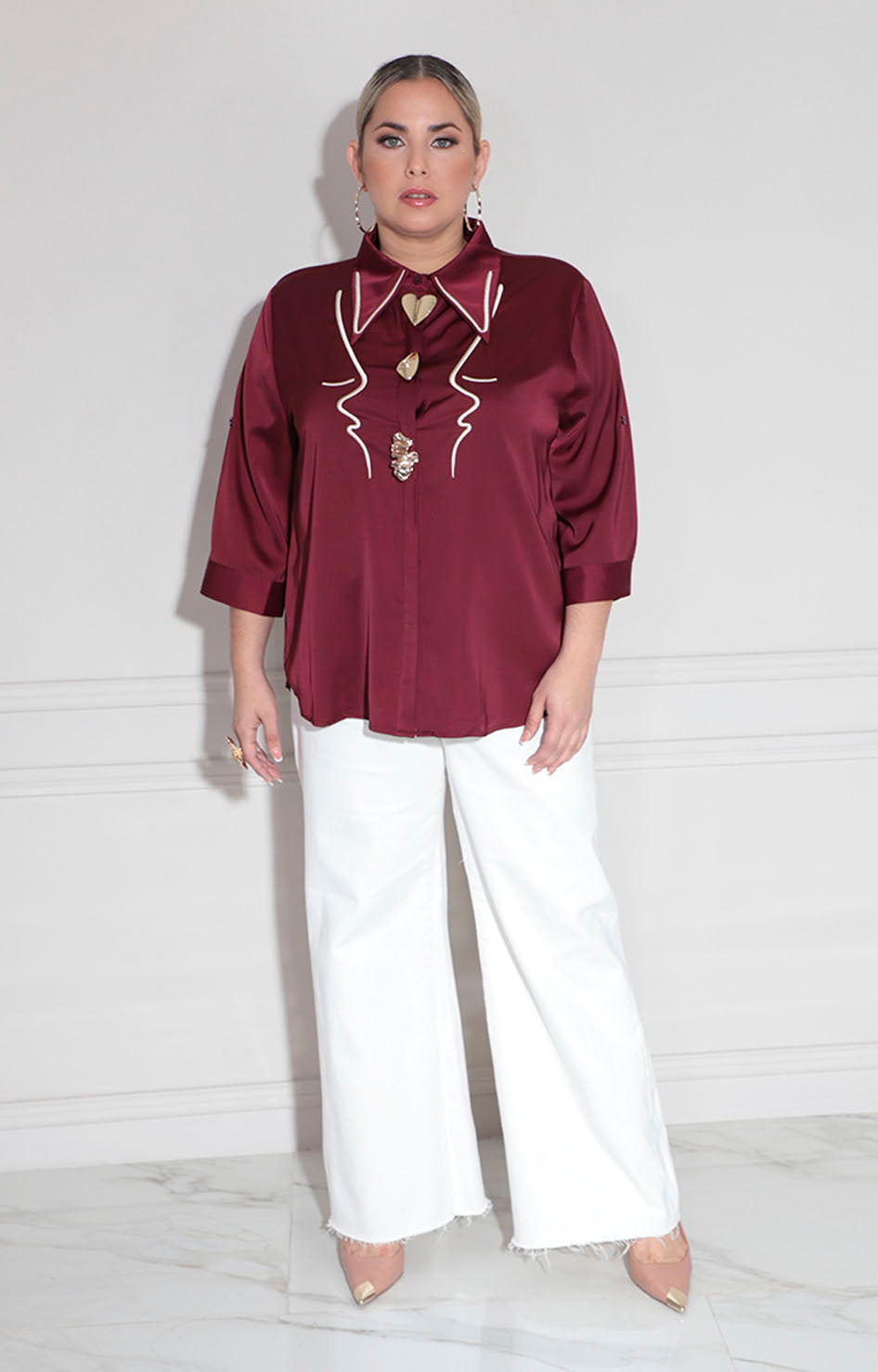 Camisera vino satín