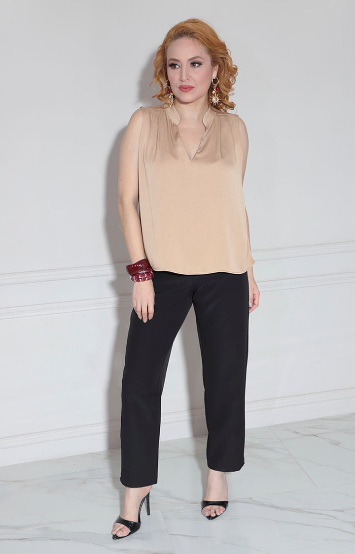 Blusa satinada beige