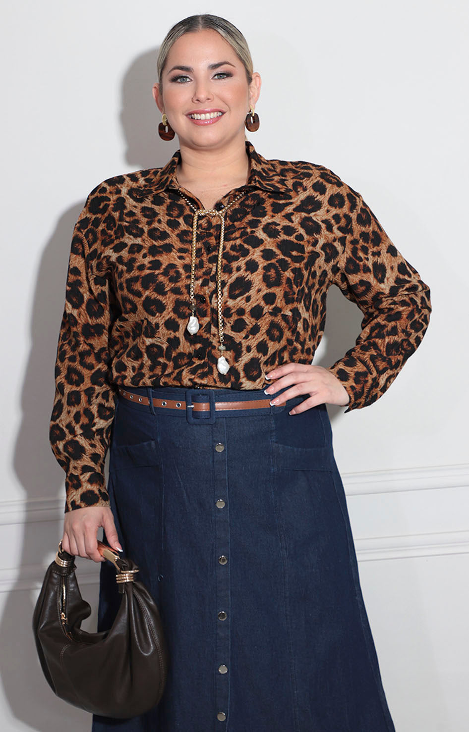 Camisera print beige