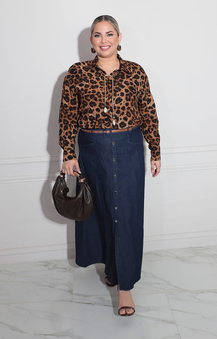 Camisera print beige