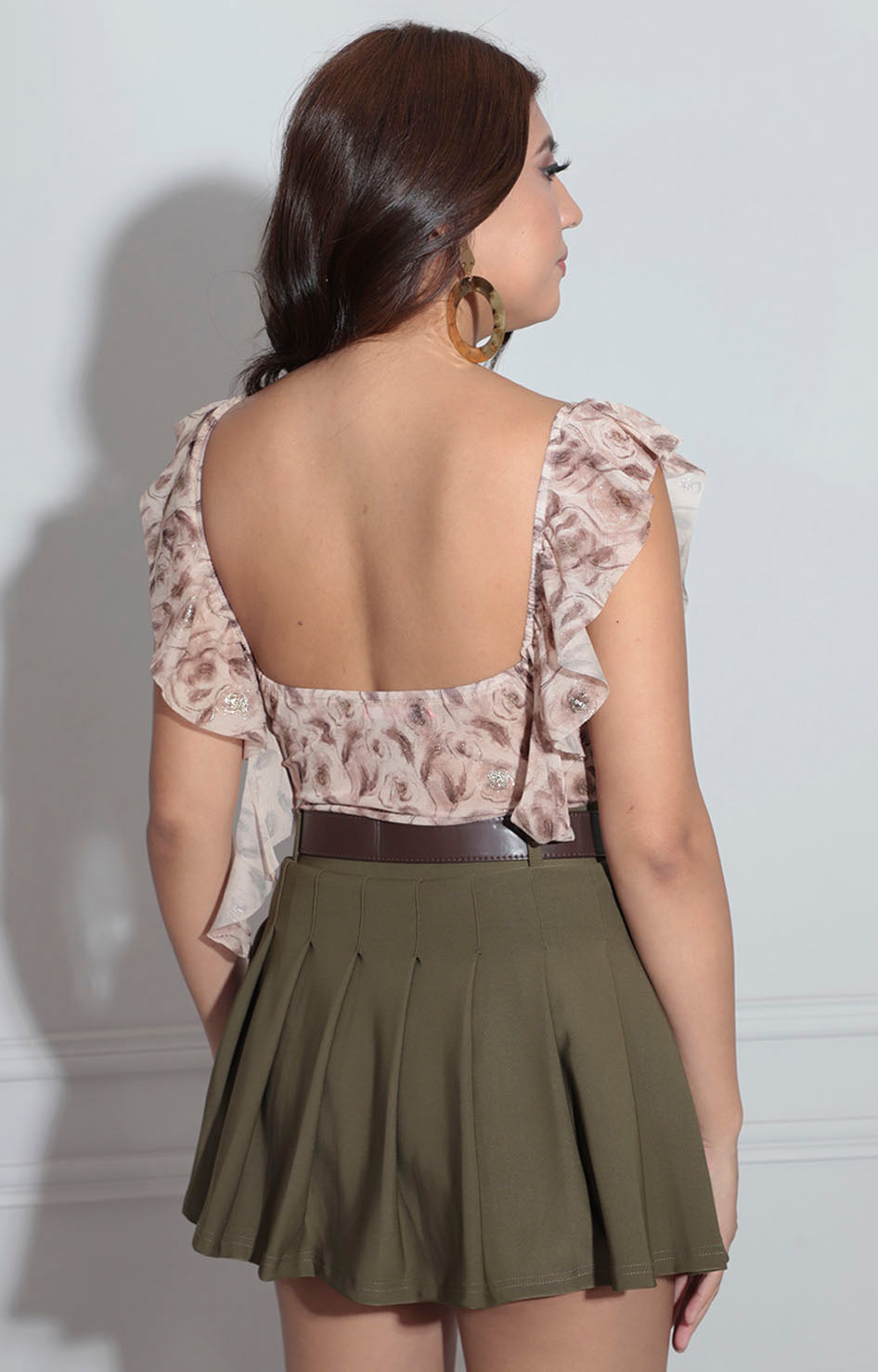 Pantiblusa beige con flores café